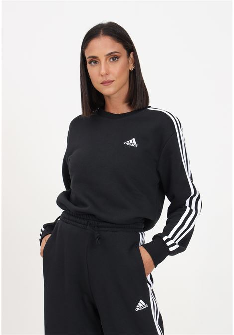 Essentials 3-Stripes Fleece black sweatshirt for women ADIDAS PERFORMANCE | HZ5744.